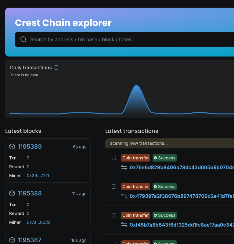 Crest Chain Explorer Interface